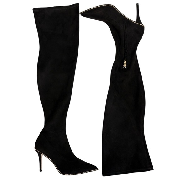 Elegant Black Knee-High Women's Boots - Picture 2 of 10